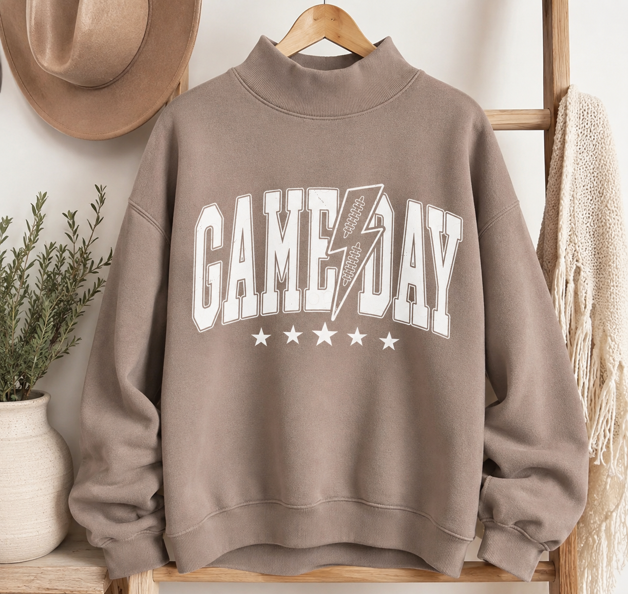 Game Day Oversized Mock Neck Sweatshirt